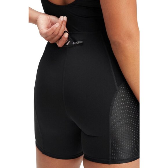 FABLETICS Brianna Shortsie Jumpsuit Sz S Black Sleeveless Open Back Athleticwear - Picture 4 of 4